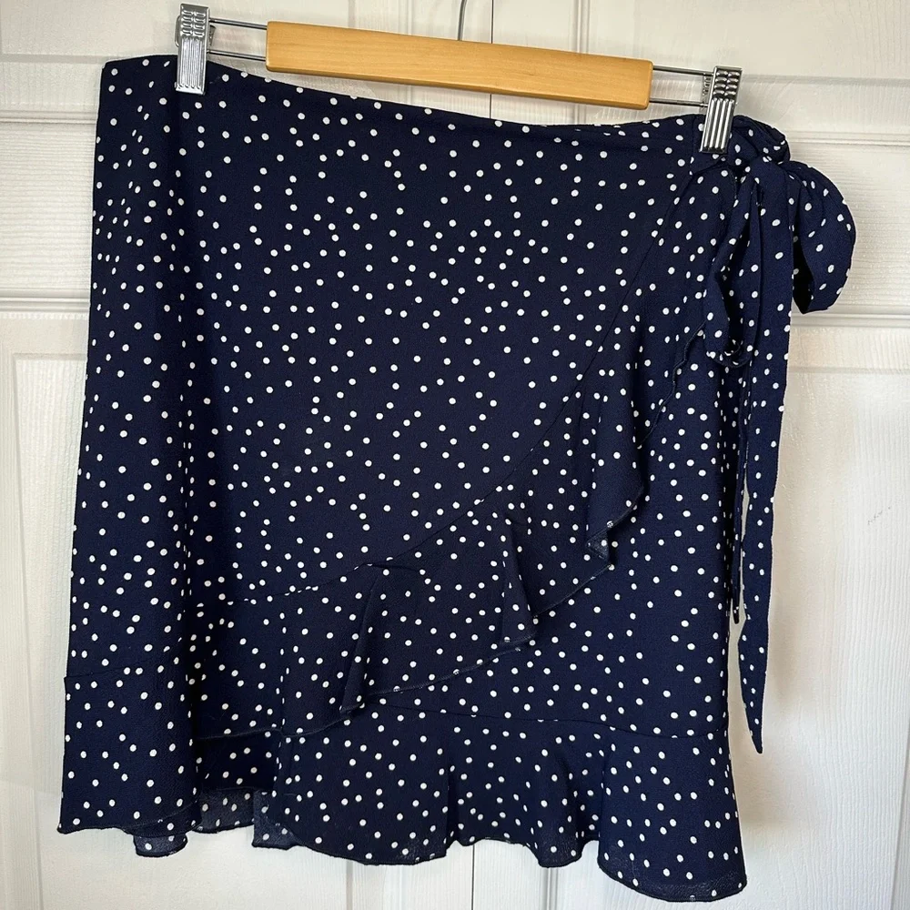 Polka dot navy mini skirt Sz.XL